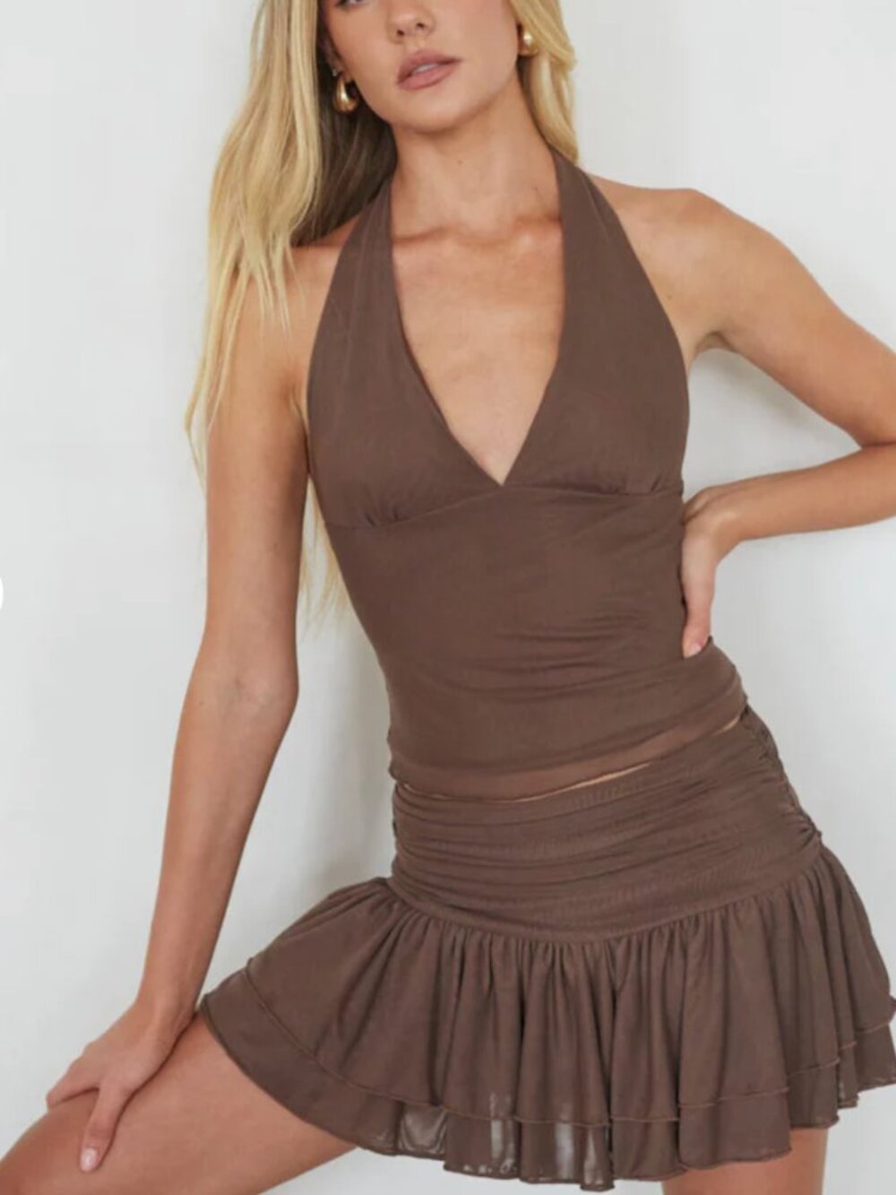 American Threads Brown Halter Top and Mini Skort Set NWT - Small